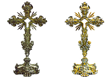 Restauro di croce antica: prima e dopo.
